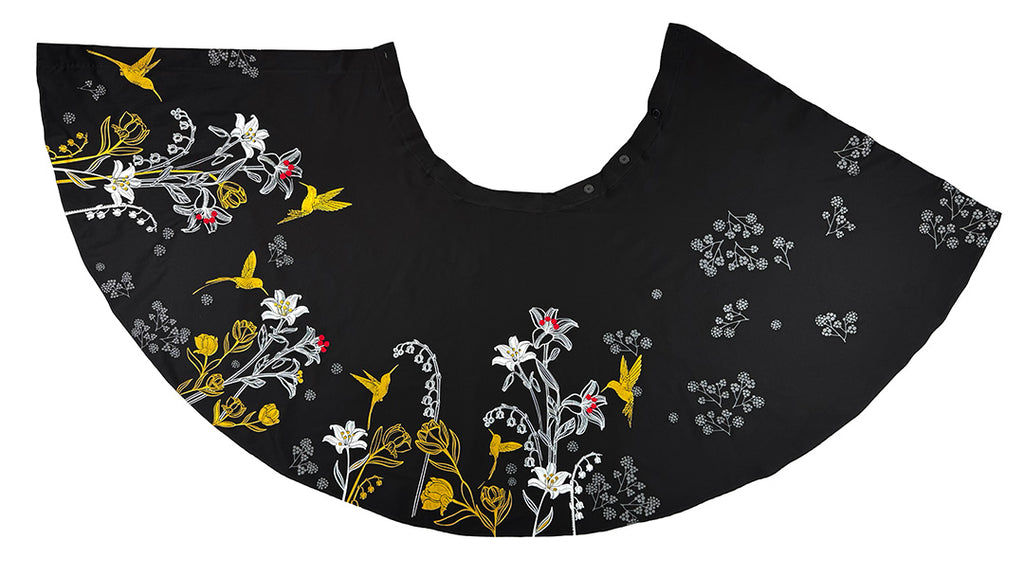 Falda COLIBRÍ, de silueta envolvente ,  talla única, y se ajusta con botones en la cintura.